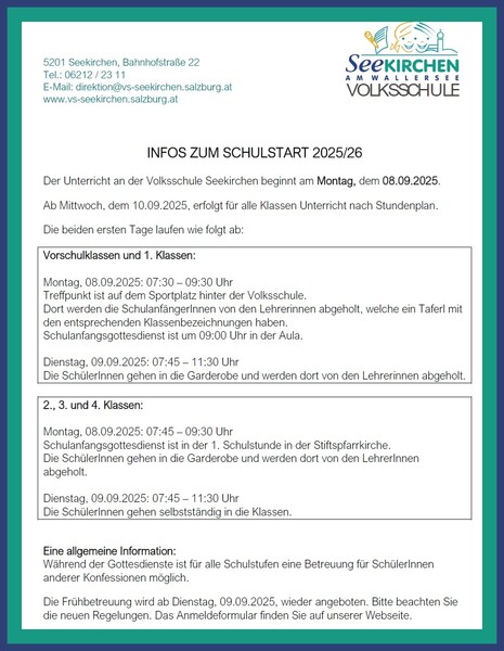 infos schulstart